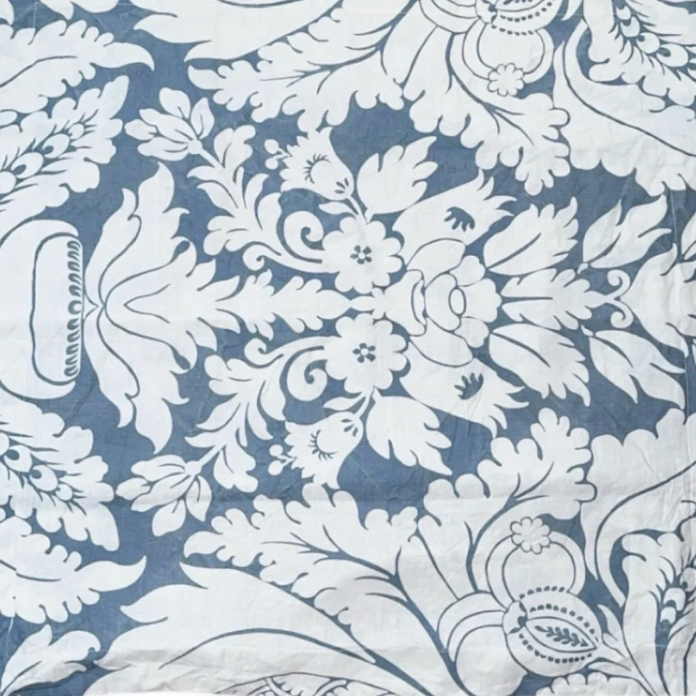Set of 2 Pottery‎ Barn Blue & White Paisley Floral 100% Linen Euro Shams